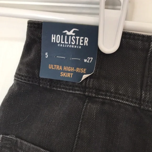 🌊 Hollister (NWT) 🌊Women’s Size 5/27 W…Ultra High Rise Black Denim Mini … - Picture 4 of 8